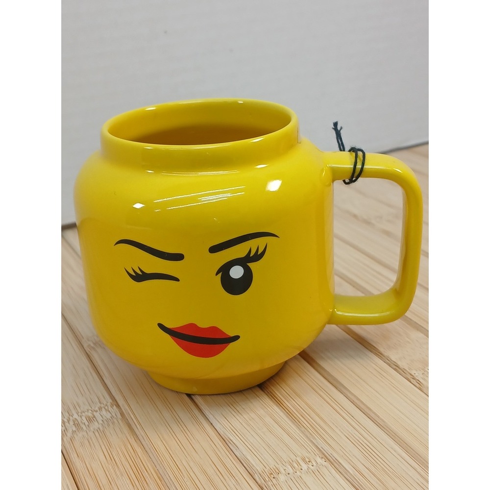 LEGO Ceramic Mug Small Winking Female Minifigure Face Yellow 8.5oz Art 4046 NEW